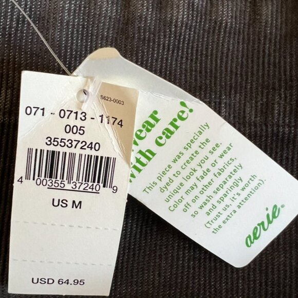 Aerie NEW Corduroy Overall In Charcoal Gray Size M - Picture 15 of 15